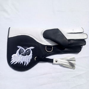 ถุงมือหนังวัวปักลายนกฮูก Bana Brothers Falconry สีขาว แบบสองชั้น ขนาด 35 ซม. (13 นิ้ว) เป็นมิตรกับสิ่งแวดล้อม สำหรับการล่าสัตว์กลางแจ้ง - Product Image 1