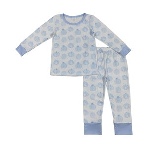 Otoño calabaza azul pantalones de manga larga niños pijamas para niños pequeños ropa Boutique venta al por mayor de alta calidad nueva llegada gran oferta - Product Image 3