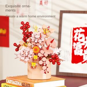 Bloques de Construcción de Flores de <span class=keywords><strong>Primavera</strong></span>, Juguete de Construcción, Adornos de Plantas en Maceta Azules, Modelo Ensamblado W1001, Plástico ABS - Product Image 2