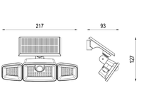 Le capteur de mouvement actionné solaire triple des têtes 5w Pir a mené la lumière de sécurité avec le panneau solaire