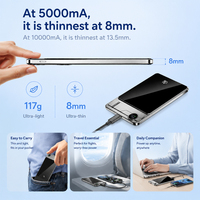 Batería Externa Magnética OEM de 5000 mAh, Carga Inalámbrica de 15 W, Carga Rápida PD de 20 W, Aluminio, Ultra Delgada de 8.5 mm, con Soporte Integrado