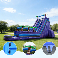 Toboggan aquatique commercial extérieur à double voie en PVC, toboggan aquatique gonflable pour enfants avec piscine pour adultes
