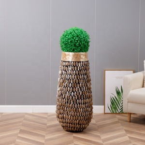 Matériel de <span class=keywords><strong>d</strong></span>écoration en résine de fibre de verre, 1 pièce, de forme ronde et personnalisée avec <span class=keywords><strong>Vase</strong></span> à perles de coquillage - Product Image 1