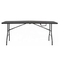 Table pliante en plastique robuste Hitree de 8 pieds pour salle à manger, mariage, fête, jardin, noire