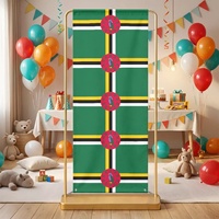 Drapeau de la Dominique personnalisé, toile de fond pliable en polyester multi-tailles, pour les rassemblements familiaux, les cabines photo et la décoration de fêtes à thème à domicile