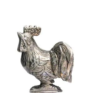 Venta caliente de piedras preciosas Gallo estatua 53*95mm pirita Polla escultura estatuas de animales Decoración de casa