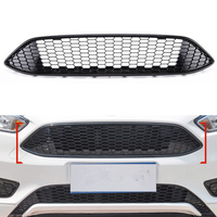 Grille de Spoiler Central Inférieur de Pare-chocs Avant pour Ford Focus MK3 2015-2018, Pièces Auto OEM, Style Barre Horizontale / Maille Nid d'Abeille