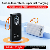 Batterie externe portable de voyage 10000 mAh avec double câble USB, charge ultra rapide PD 22,5 W, ultra-mince pour téléphone portable
