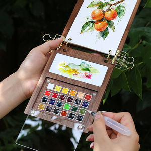 Bview Art – Kit de peinture <span class=keywords><strong>aquarelle</strong></span> portable format voyage, 24 couleurs, peintures solides pour le <span class=keywords><strong>dessin</strong></span> sur toile - Product Image 1