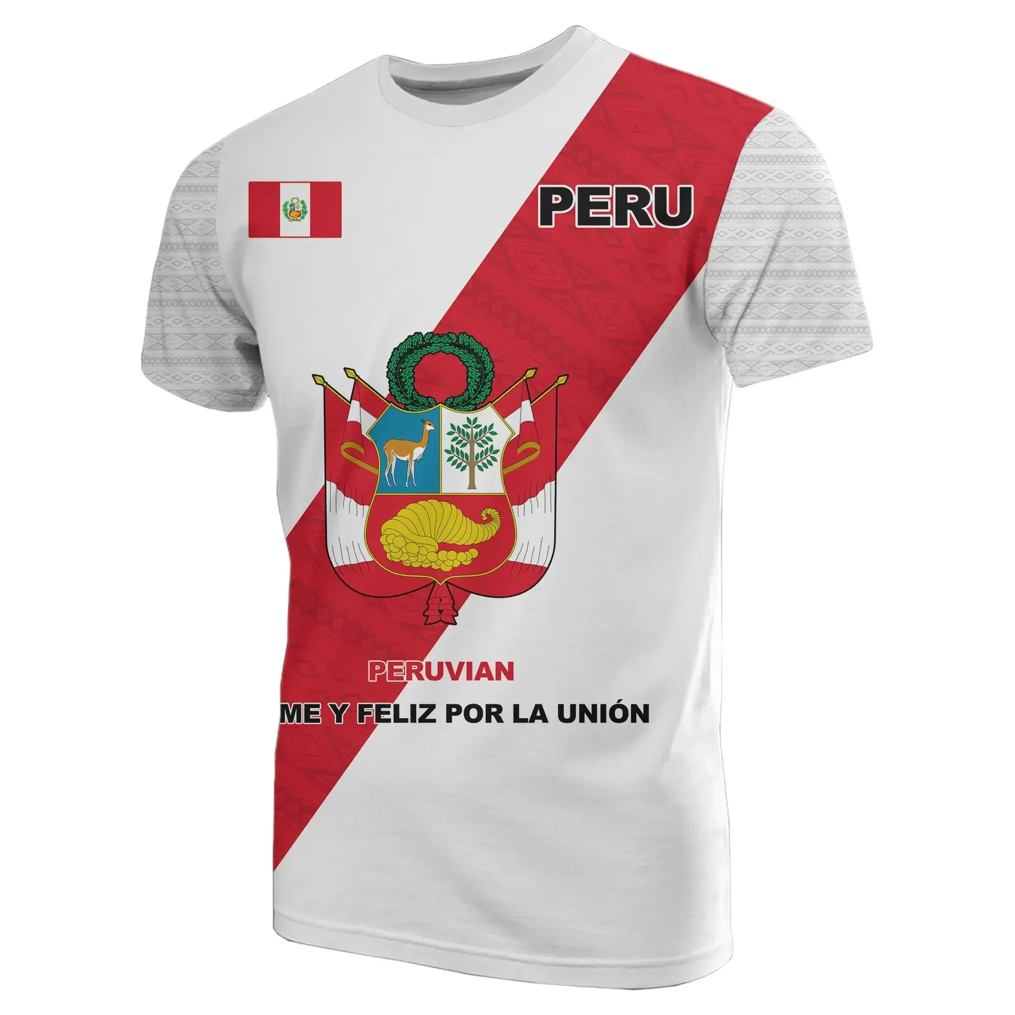 Hoge Kwaliteit T-Shirt Voor Mannen Met Peru Country Print Aanpassen Sportkleding Fitness Korte Mouw Lage Prijs Groothandel Mans Top Tee