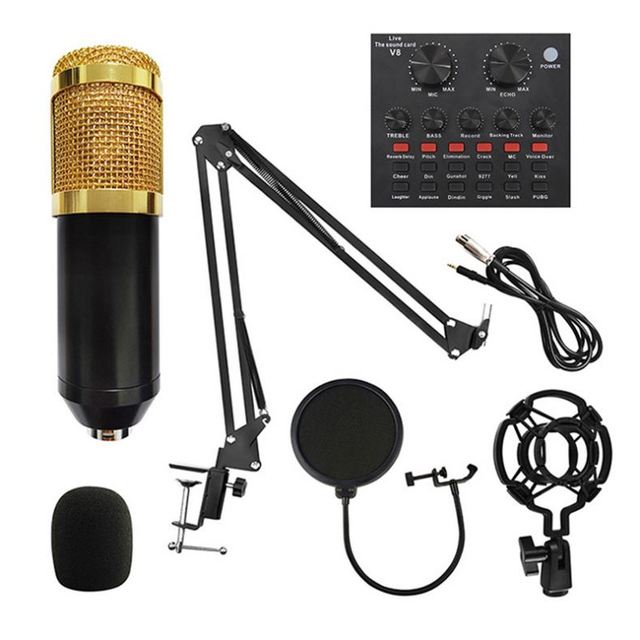 Bm 800 Microphone Studio Condenser   Bm 800 Microphone  C1 and Sund Card Usb YouTube Podcast Desktop Recording