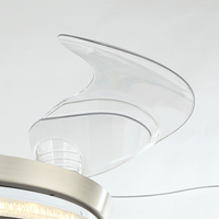 Y144 Nouveau Ventilateur de Plafond Rétractable Lumière Ventilateur de Plafond Led Invisible avec Lumière et Télécommande Blanc et Or Ventilateur de 42 Pouces