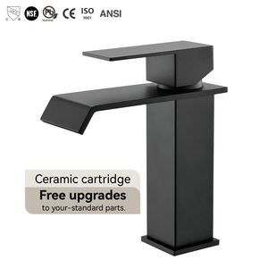 حنفية حمام فاخرة بتصميم شلال من الفولاذ المقاوم للصدأ 304 باللون الأسود، حنفية أحادية الذراع بفتحة واحدة مع شهادة CE - Product Image 1