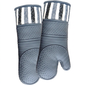 Mitaines de cuisine extra longues résistantes à la chaleur pour professionnels de la vente, gants de four en silicone - Product Image 1