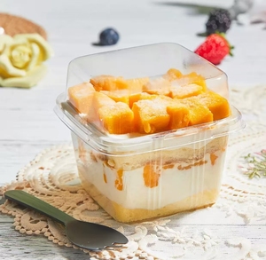 Caja <span class=keywords><strong>de</strong></span> tiramisú cuadrada desechable, envase transparente para pastel <span class=keywords><strong>de</strong></span> mousse, frutas y postres, envase para mille-feuille. - Product Image 6