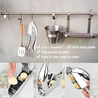 Robuuste 2-in-1 knoflookpers & -snijder |   Ingebouwde notenkraker van roestvrij staal voor de keuken |   Keukenaccessoires Keukenhulpmiddelen