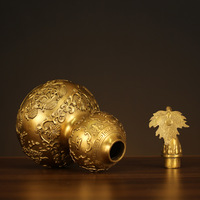 Ornement en laiton en forme de gourde, quatre saisons, Ping Fushou, à couvercle ouvrant, grand porte-bonheur Feng Shui, imitation antique sculptée traditionnelle pour salon