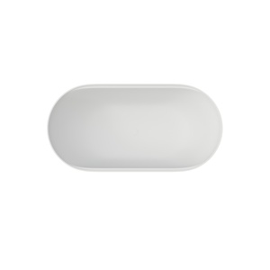 Baignoire autoportante ronde en pierre composite à débordement avec étagère en acrylique pour villa, finition blanc mat, direct usine - Product Image 2
