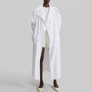 Trench-Coats Femme Coupe régulière Épaules tombantes Poches passepoilées avant Poignets boutonnés Sangle détachable Boucles de ceinture trench surdimensionné - Product Image 1