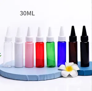Customize support fast delivery 30ml PET plastic liquid gel Squeeze Dropper Bottle with Twist Top Spout Cap for ink and hair oil
