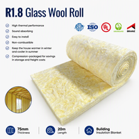 Laine de verre non inflammable conforme à la norme néo-zélandaise AS/NZS 1530.1, rouleaux d'isolation R1.8 75 mm, couvertures en laine de verre pour la construction