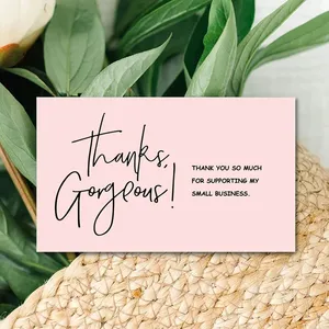 30 Stks/pak Roze Bedankkaart Voor Het Ondersteunen Van Zakelijke Pakketdecoratie "Prachtig Bedankt" Visitekaartje Handgemaakt Met Liefde