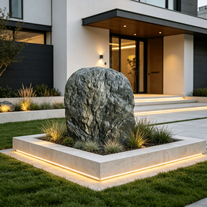 Pierre naturelle verte, roche paysagère rustique pour jardin extérieur, roche décorative durable, élément de jardin vertical - Product Image 2