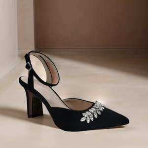 Sandalias de mujer de cuero con punta en pico zapatos de cuero de cristal para dama zapatos de boda para novia wysokie obcasy sandaly na obcasie - Product Image 3