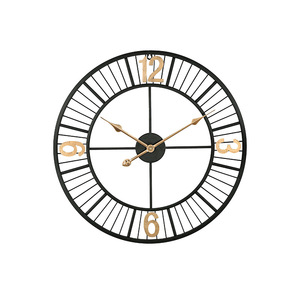 60cm新作手作りヴィンテージ三連リングメタル壁掛け時計、家の装飾用ウォールアート、農家向け鉄製丸型シンプル壁掛け時計 - Product Image 1