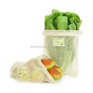 Сетчатые сумки для покупок из органического хлопка, экологически чистые многоразовые сумки для фруктов и овощей, моющиеся кухонные сетчатые сумки