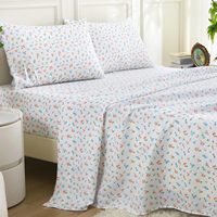 Nouvel ensemble de draps de lit quatre pièces en Tencel à imprimé floral, doux, respirant, avec poches profondes, anti-plis et rafraîchissant