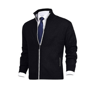 Cardigan da Uomo in Lana Stile Casual Personalizzato con Collo Alto, Giacca in Maglia Felpata alla Moda Taglie Forti - Product Image 2