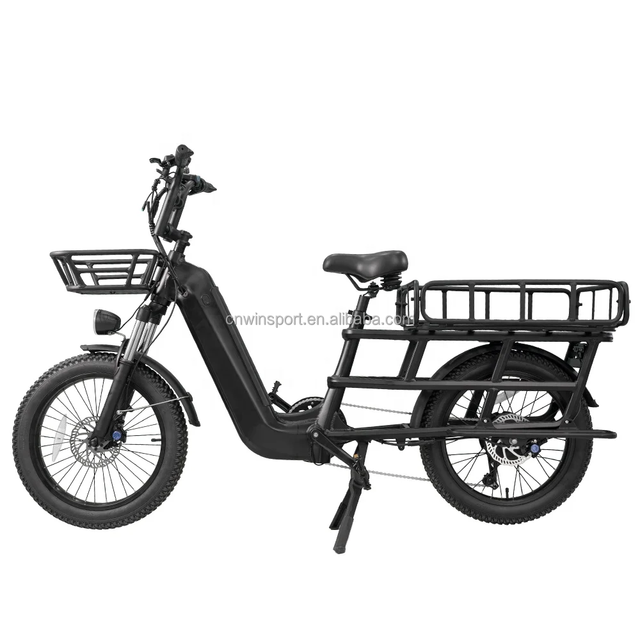 Electric Cargo Bike with 20*3.0 Inch Aluminum Frame 48v 500w Electric City Bike Disc Brake System Lithium Battery Motor