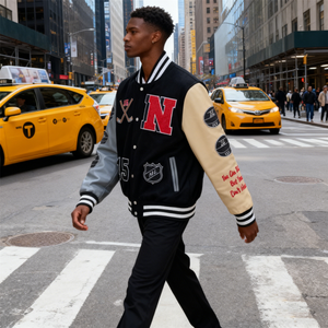 Chaqueta Universitaria Varsity de Hombre, Gruesa, Estilo Bomber, Informal, para Trabajo, Cardigan Gótico, de Invierno, para Fútbol, con Forro de Plumón y Logotipo - Product Image 4