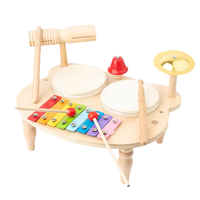 Table musicale en bois Montessori pour enfants, ensemble d'instruments de percussion multifonctionnels, xylophone, tambour, cloche, jouet éducatif précoce