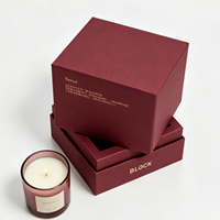 Boîte cadeau rigide de luxe personnalisée pour bougies, couleur bordeaux, avec insert, faible MOQ, vente en gros