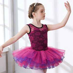 Vestido de Ballet con Encaje Rosa y Morado para Niñas, Traje de Danza para Actuaciones, Ropa de Baile para Niñas - Product Image 2