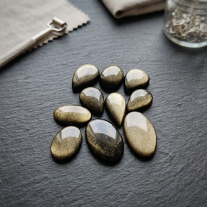 Natural Silver Sheen Obsidian Gemstones Wholesale Silver Obsidian Cabochon Loose Gemstone Lot for Jewelry Making - Product Image 5