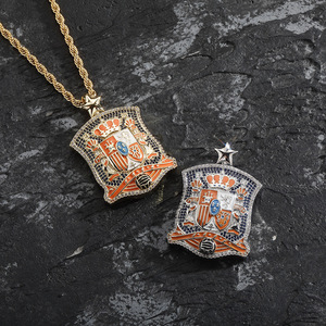 Colgante con insignia de club de fútbol, estilo Hip Hop INS europeo-americano, de gran venta, con efecto de gota de aceite colorido, medalla conmemorativa para aficionados, con cordón de cobre - Product Image 3