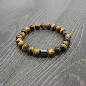 Gelang Pria Batu Alam Hematit Lava Tiger Eye Magnetik Vintage Custom Charm Laris Manis - Product Image 2