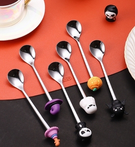 Juego de cucharas de acero inoxidable de alta belleza, vajilla desechable con patrón de animales para regalos de Halloween, cuchara para revolver café <span class=keywords><strong>y</strong></span> postre - Product Image 5