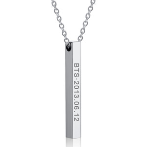 Collar Largo Personalizado de Acero Inoxidable BTS de 40 mm con Nombres y Fechas de Nacimiento, Joyería de Regalo Unisex - Product Image 1