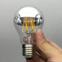 Ampoules LED décoratives à filament Edison A60 2W/4W/6W/8W semi-plaquées argent E27/B22/E26 compatibles 110V/220V à intensité variable CRI