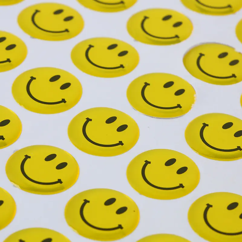 مخصص e-moji الايبوكسي الراتنج لاصق مقبب جولة لاصق 3d قبة بطاقة شفافة ابتسامة الوجه اللواصق الاستيكر