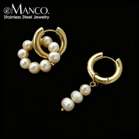 Boucles d'oreilles en perles EManco, style français rétro, boucles d'oreilles de boutique en perles, mode bohème, imperméables, perles baroques