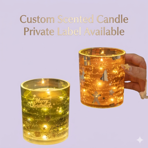 <span class=keywords><strong>Bougie</strong></span> parfumée <span class=keywords><strong>LED</strong></span> de Noël personnalisée dans un bocal en verre, <span class=keywords><strong>bougie</strong></span> en cire de soja à étiquette privée avec guirlande lumineuse pour la décoration des fêtes - Product Image 1