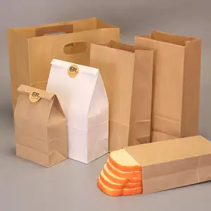 Custom Candy Cookie Biscuits Bread Nuts Snack Bag Kraft Paper Bag Toast Bread Packaging Baking Package Gift Bags