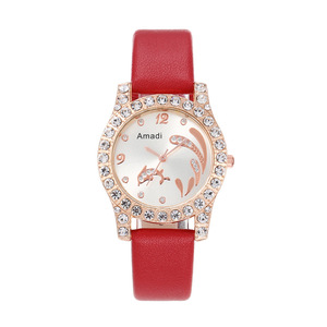 Orologio al Quarzo di Lusso da Donna con Motivo Delfino, Cinturino in Pelle da 20mm, Quadrante con Cristalli e Cassa in Lega - Product Image 4