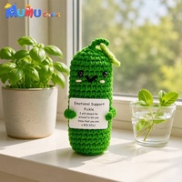 Boneka Mentimun Rajut Amigurumi Buatan Tangan Grosir, Boneka Penyemangat Emosional Lucu dengan Kartu untuk Perlengkapan Toko Hadiah