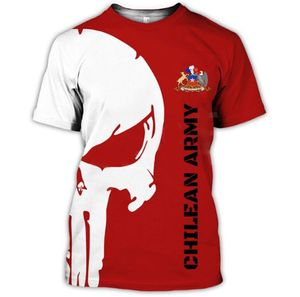 <span class=keywords><strong>Camiseta</strong></span> de estilo más nuevo con estampado rojo y <span class=keywords><strong>azul</strong></span>, camisetas con cuello redondo, Escudo de Armas de <span class=keywords><strong>Chile</strong></span>, camisetas cómodas de secado rápido, tacto suave de gran tamaño - Product Image 4